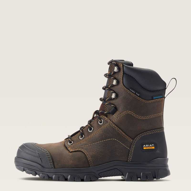 Ariat Treadfast 8' Waterproof Steel Toe Work Boot Dark Brown | 478RYIQJX