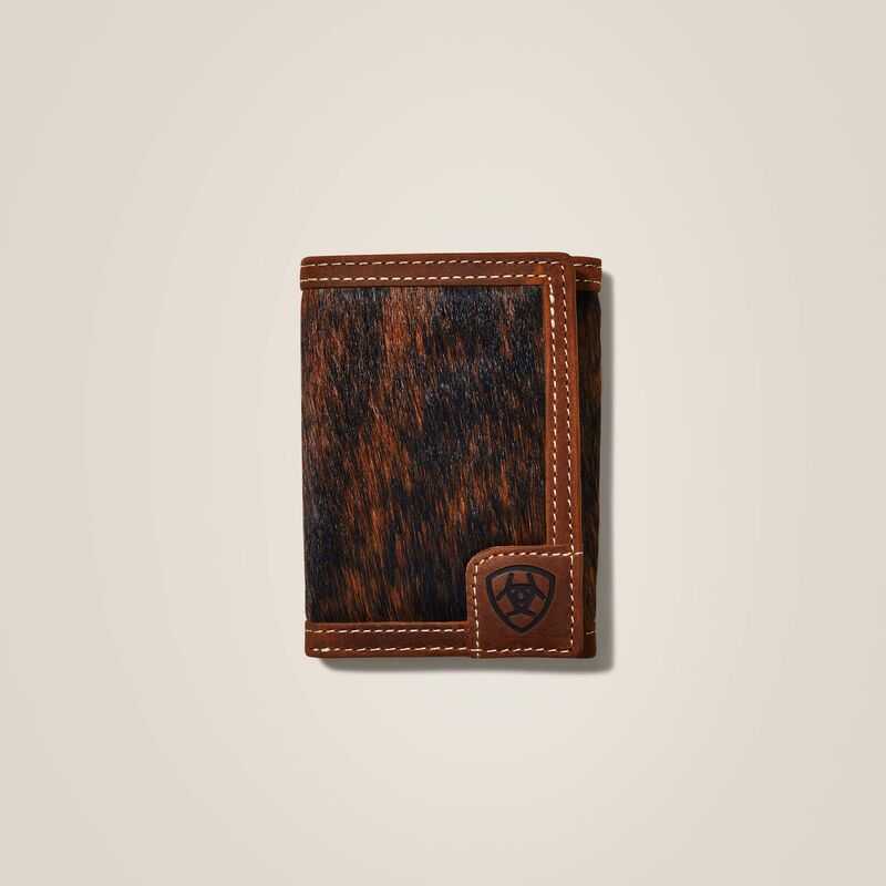 Ariat Trifold Wallet Logo Calf Hair Brown | 617OPYALW