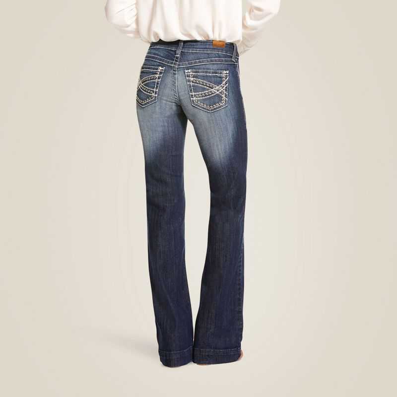 Ariat Trouser Mid Rise Stretch Entwined Wide Leg Jean Blue | 172KSZJCI