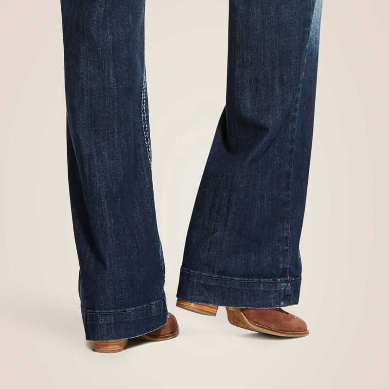 Ariat Trouser Mid Rise Stretch Entwined Wide Leg Jean Blue | 172KSZJCI