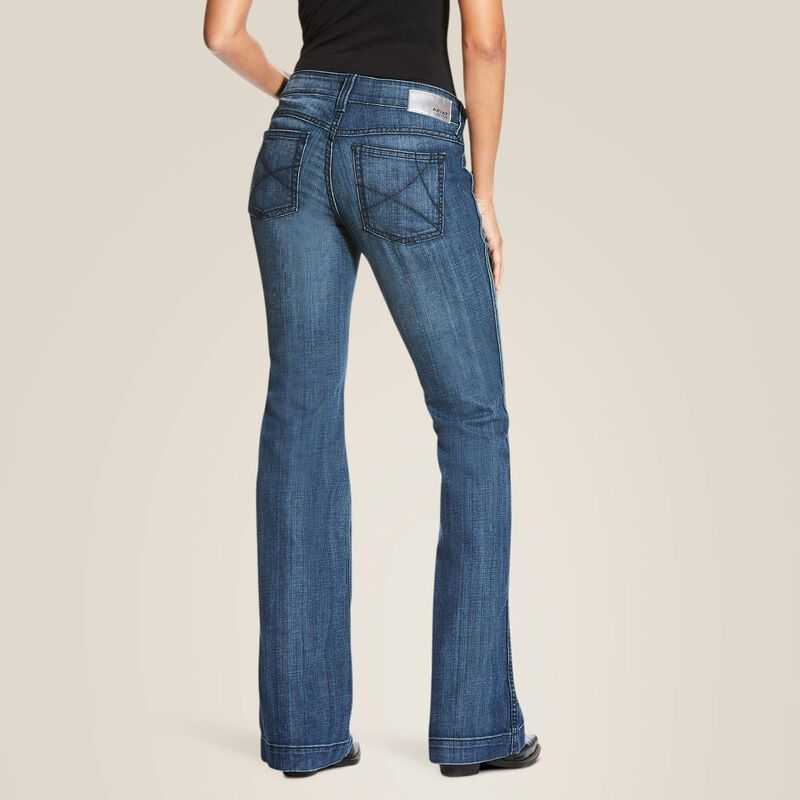 Ariat Trouser Mid Rise Stretch Outseam Ella Wide Leg Jean Bluebell | 380WKABGP