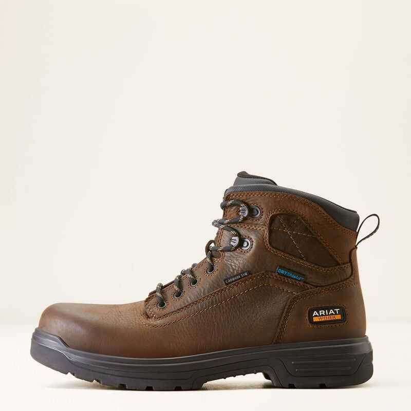 Ariat Turbo 6' Waterproof Carbon Toe Work Boot Brown | 105YARLGS