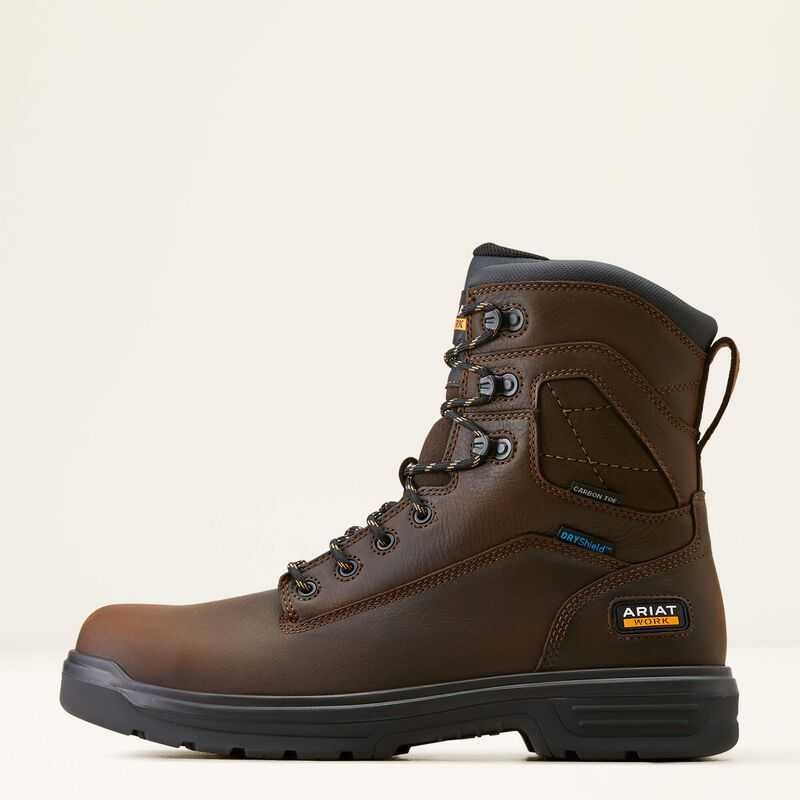 Ariat Turbo 8' Waterproof Carbon Toe Work Boot Brown | 701ZJATHF