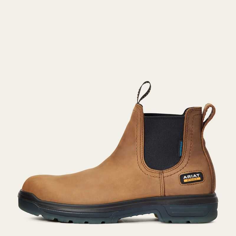 Ariat Turbo Chelsea Waterproof Work Boot Aged Bark | 482IXFNYB