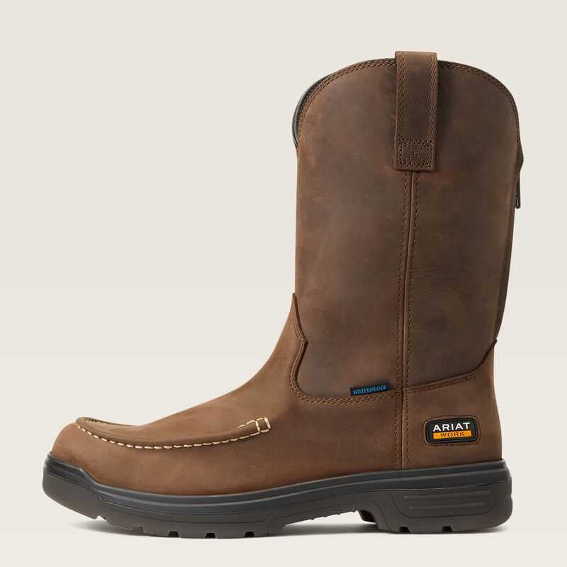 Ariat Turbo Moc Toe Waterproof Work Boot Beige | 594NAQGJM