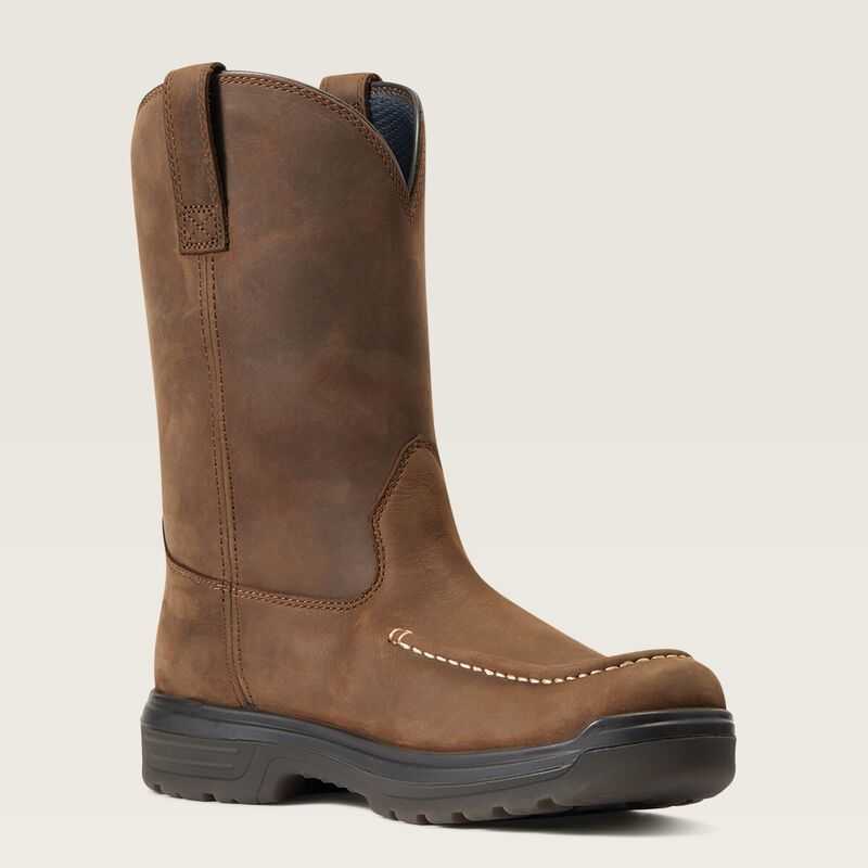 Ariat Turbo Moc Toe Waterproof Work Boot Beige | 594NAQGJM