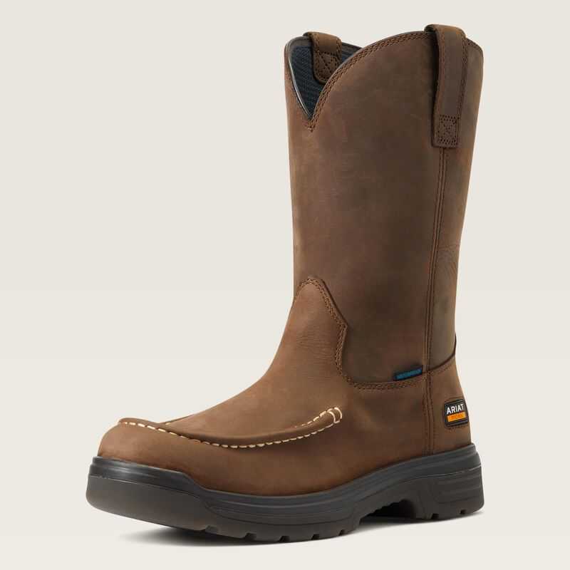 Ariat Turbo Moc Toe Waterproof Work Boot Beige | 594NAQGJM