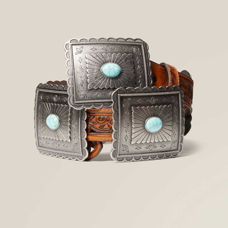 Ariat Turquoise Burst Concho Belt Brown | 529QHZLAU