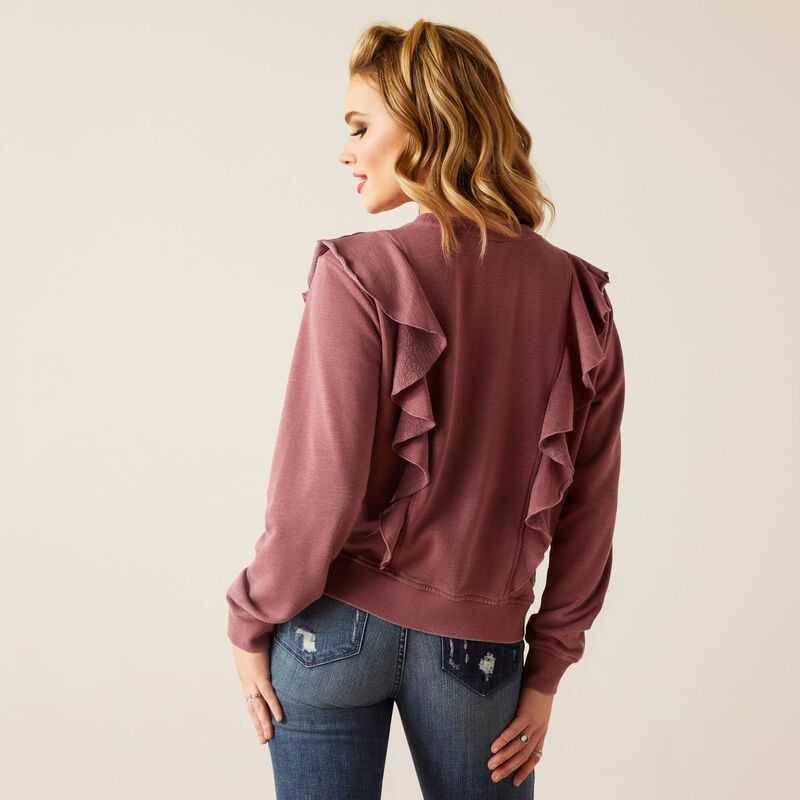 Ariat Twyla Ruffle Sweatshirt Rose | 439JATEXL