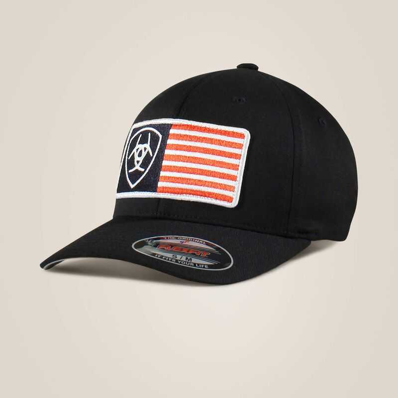 Ariat Usa flag patch shield cap Black | 945XFDHCA