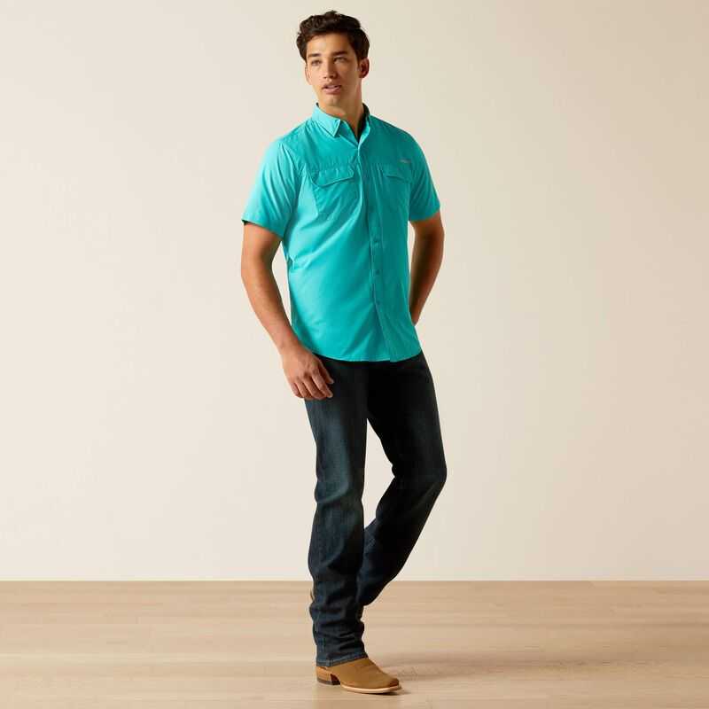 Ariat VentTEK Outbound Fitted Shirt Turquoise | 712IKHTUS