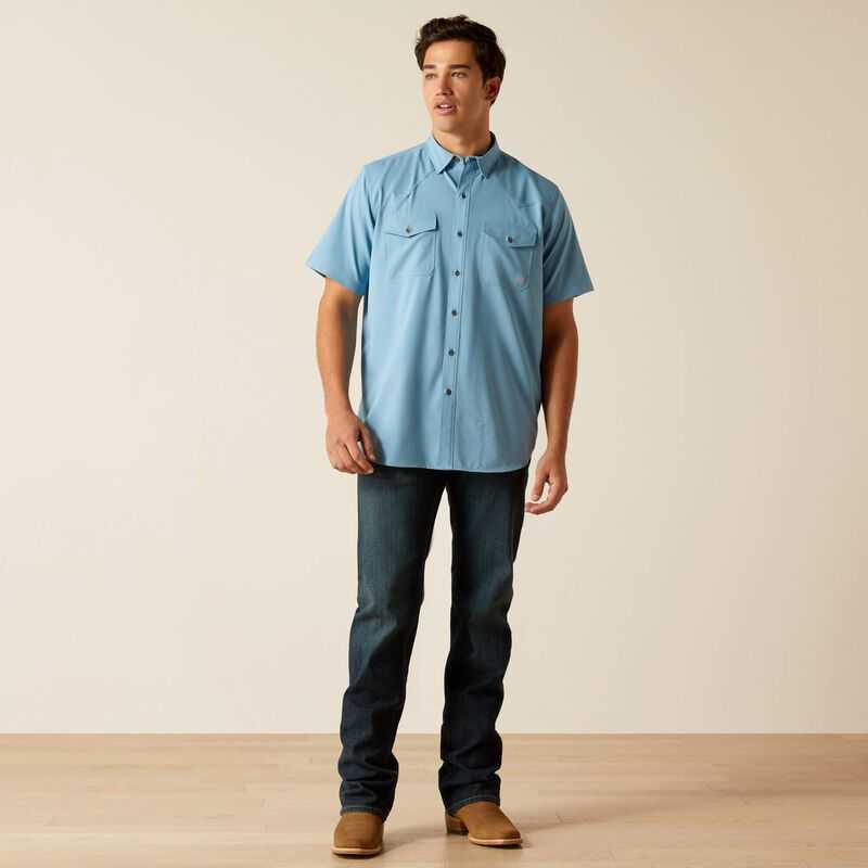 Ariat VentTEK Western Fitted Shirt Blue | 048PZBHFV