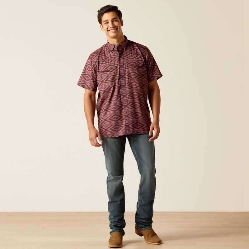 Ariat VentTEK Western Fitted Shirt Dark Redwood | 753FOJLZY