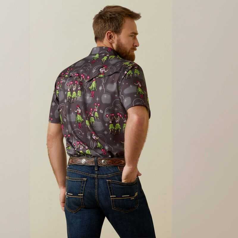 Ariat Venttek Western Aloha Fitted Shirt Grey | 308MGPXFZ