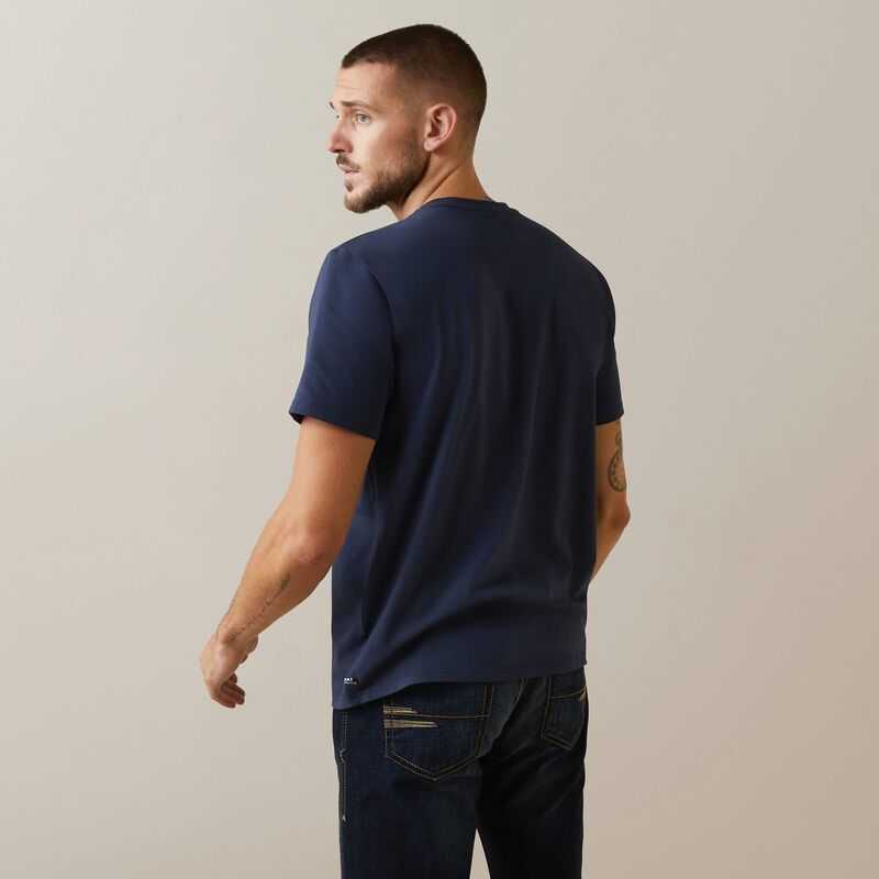 Ariat Vertical Logo T-Shirt Navy | 582NMAGEZ