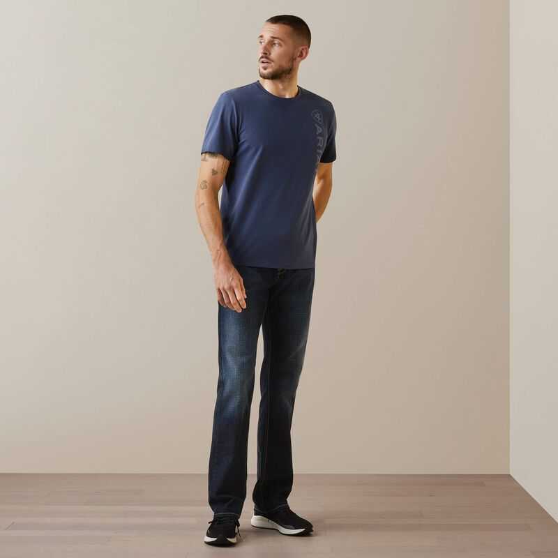 Ariat Vertical Logo T-Shirt Navy | 582NMAGEZ