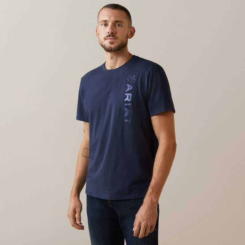 Ariat Vertical Logo T-Shirt Navy | 582NMAGEZ