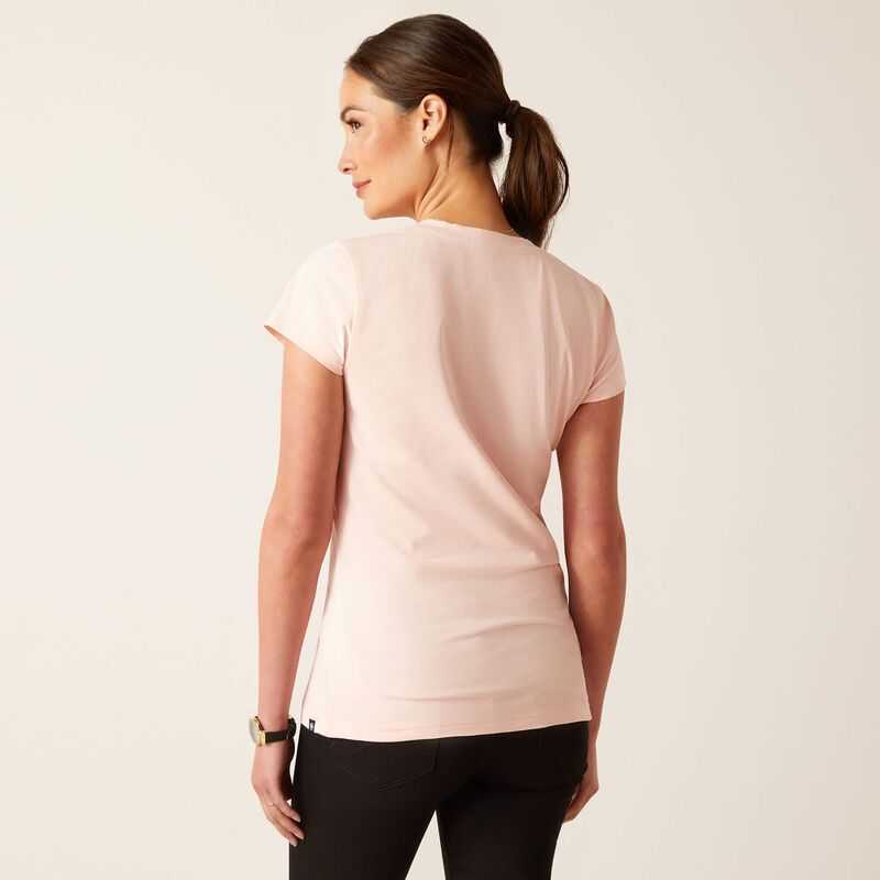 Ariat Vertical Logo V T-Shirt Rose | 937TYXVNQ