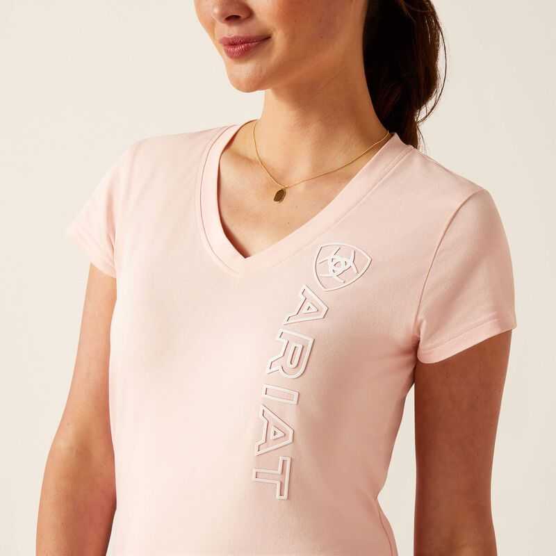 Ariat Vertical Logo V T-Shirt Rose | 937TYXVNQ