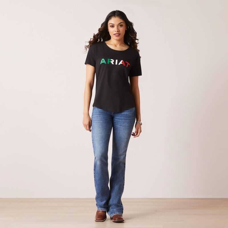 Ariat Viva Mexico T-Shirt Black | 127ZSXLJA