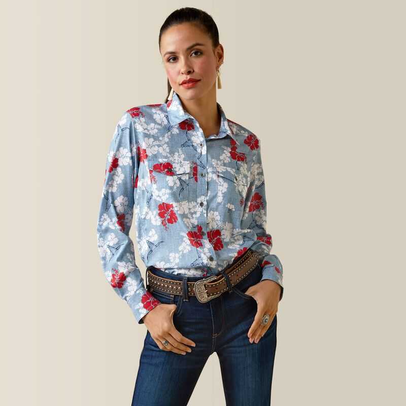 Ariat Western VentTEK Stretch Shirt Red White Blue | 150CVSWXE