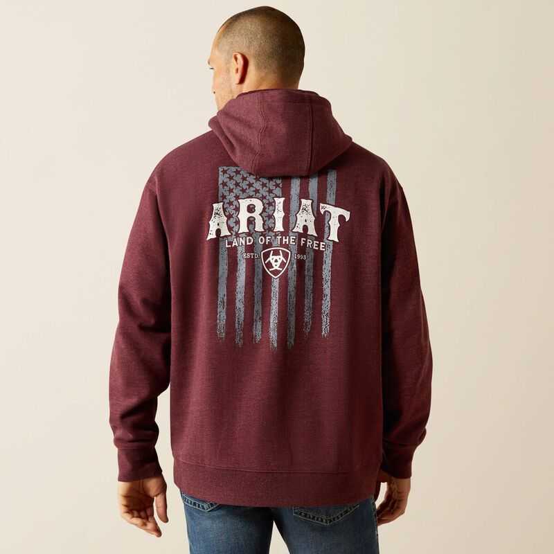 Ariat Western Vertical Flag Hoodie Berry Bark Heather | 875TQHKZB