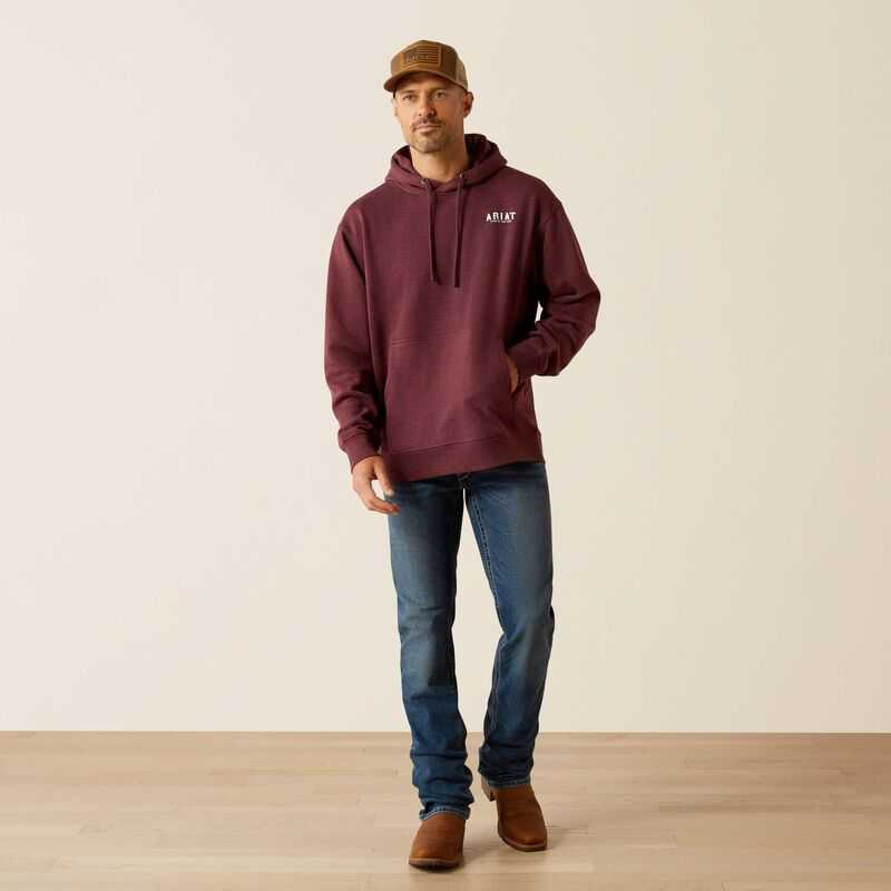 Ariat Western Vertical Flag Hoodie Berry Bark Heather | 875TQHKZB