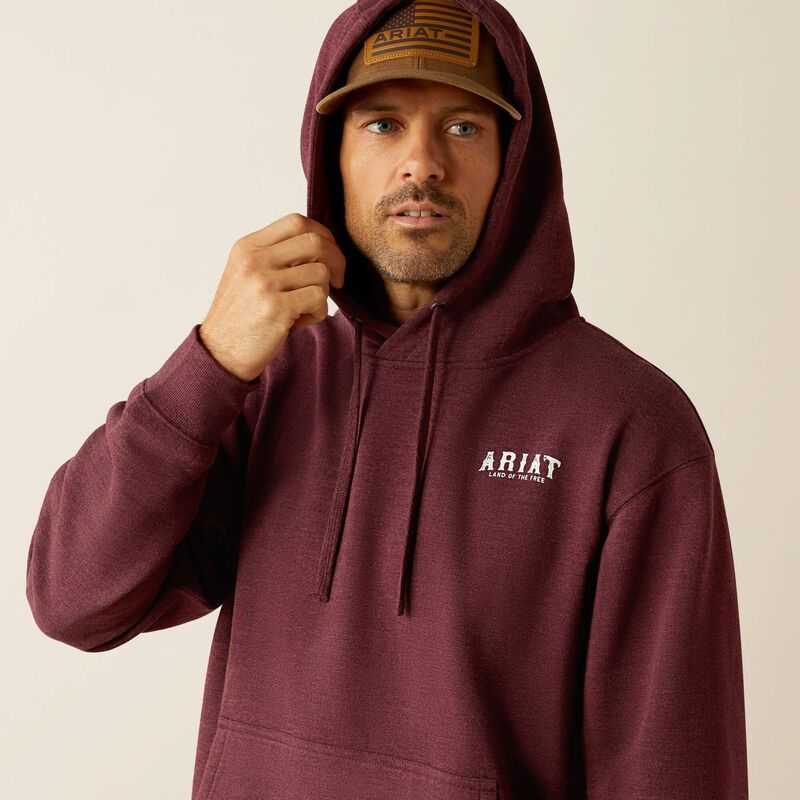 Ariat Western Vertical Flag Hoodie Berry Bark Heather | 875TQHKZB