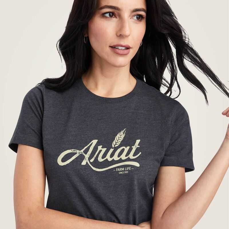 Ariat Wheat Script Tee Grey | 382ODXJZG