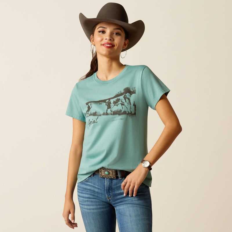 Ariat Wholesome Heffers T-Shirt Blue | 958EFKQCV