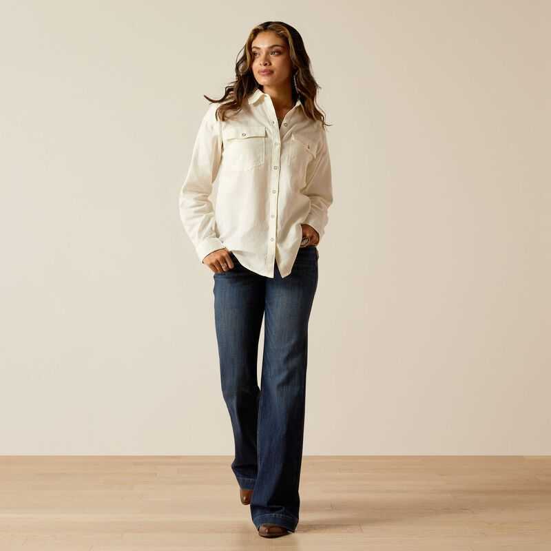 Ariat Wilkes Blouse Shirt Cloud Dancer | 641XAUCVW