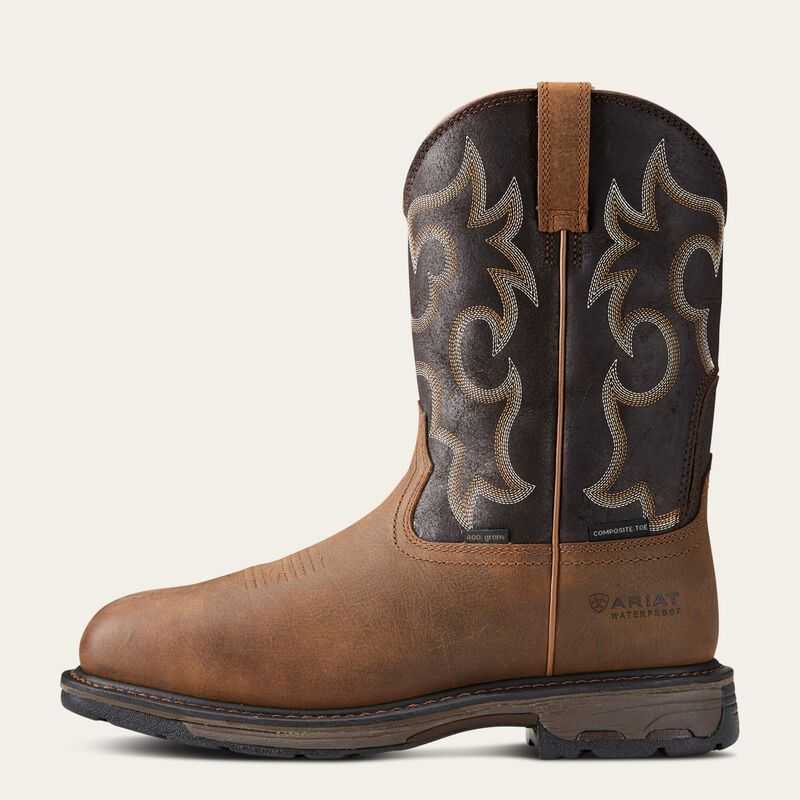 Ariat WorkHog Wide Square Toe 400g Waterproof Composite Toe Work Boot Brown | 580BRXWQJ