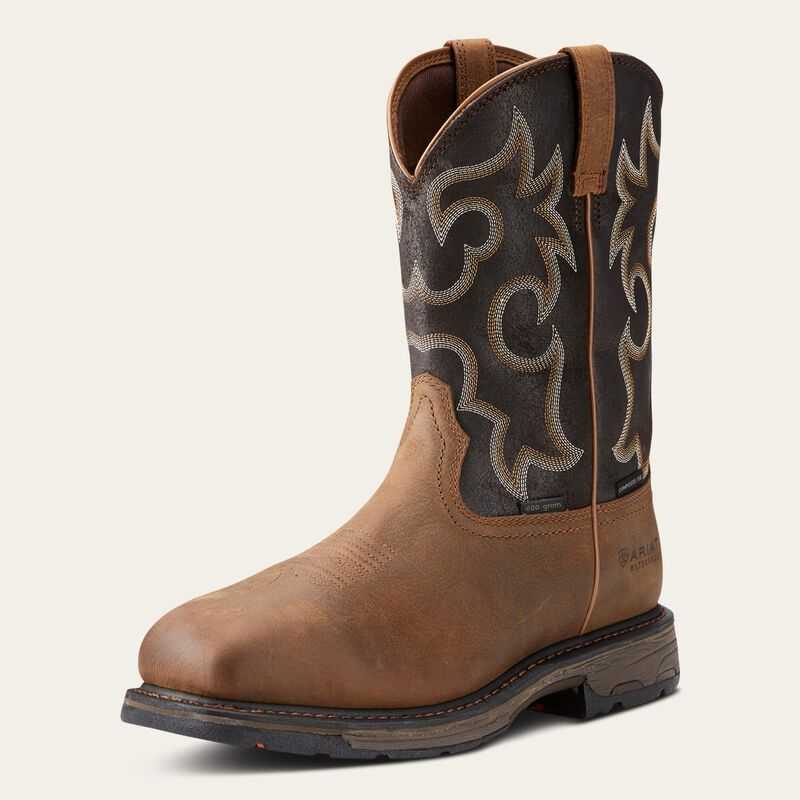 Ariat WorkHog Wide Square Toe 400g Waterproof Composite Toe Work Boot Brown | 580BRXWQJ