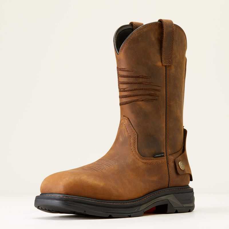 Ariat WorkHog XT Patriot EZ Zip Carbon Toe Work Boot Brown | 025FJQKVN