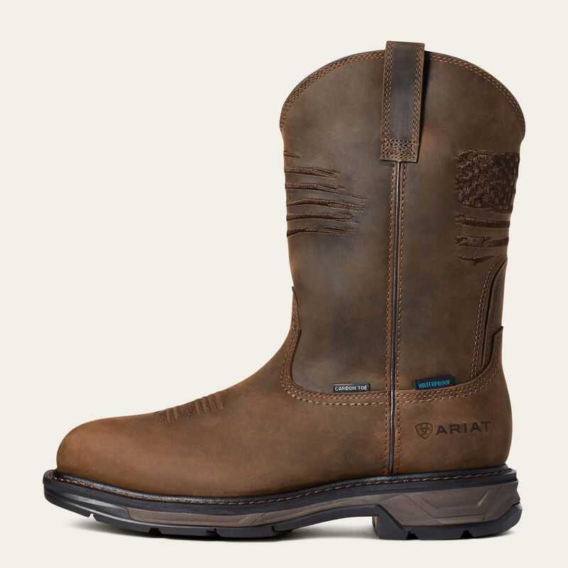 Ariat WorkHog XT Patriot Waterproof Carbon Toe Work Boot Brown | 019PJCUAE