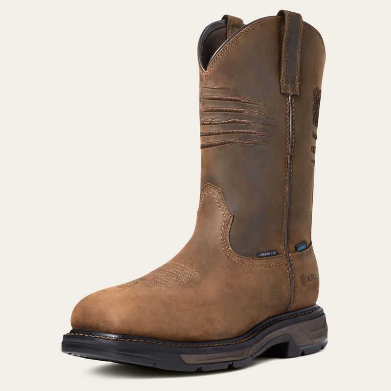 Ariat WorkHog XT Patriot Waterproof Carbon Toe Work Boot Brown | 019PJCUAE