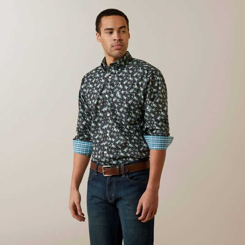 Ariat Wrinkle Free Camdyn Fitted Shirt Navy | 297WHZPEY