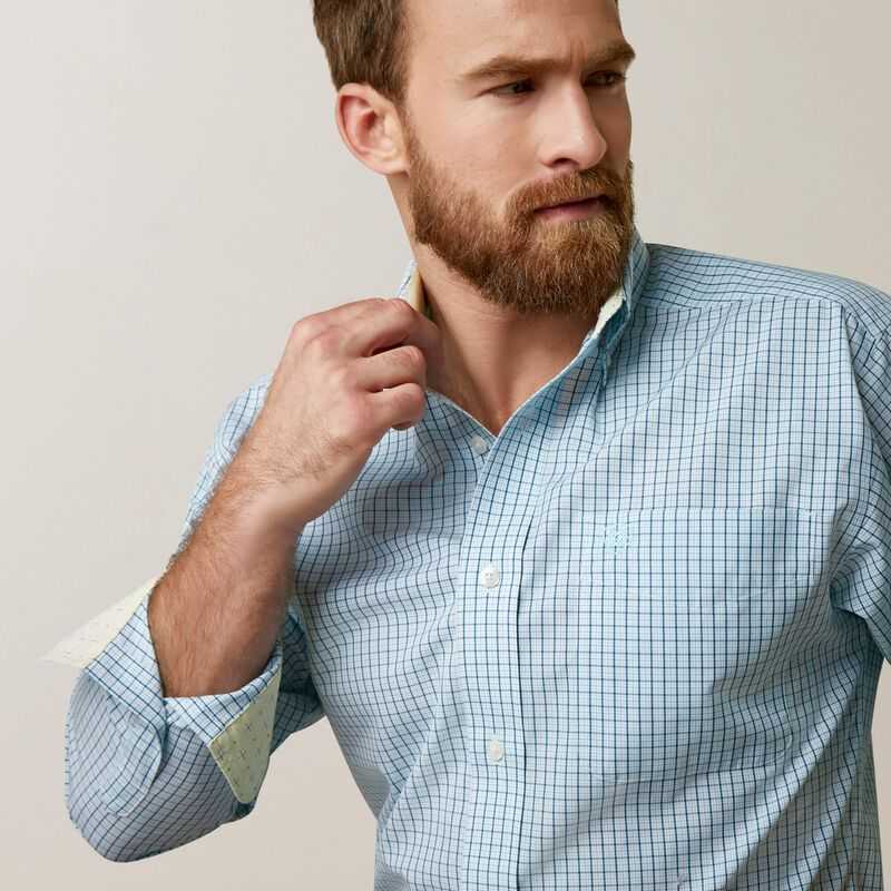 Ariat Wrinkle Free Colten Fitted Shirt Light Turquoise | 320YFXIPR