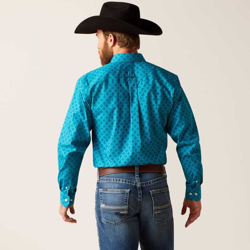 Ariat Wrinkle Free Gael Fitted Shirt Blue | 704OYTIFJ