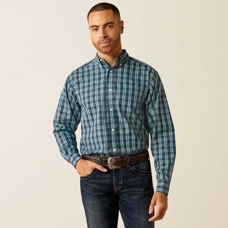 Ariat Wrinkle Free Gibson Classic Fit Shirt Dark Turquoise | 720KCZDXE