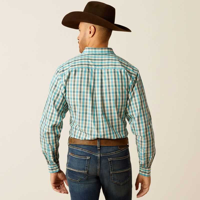 Ariat Wrinkle Free Gordie Fitted Shirt Turquoise | 825IJQPKV