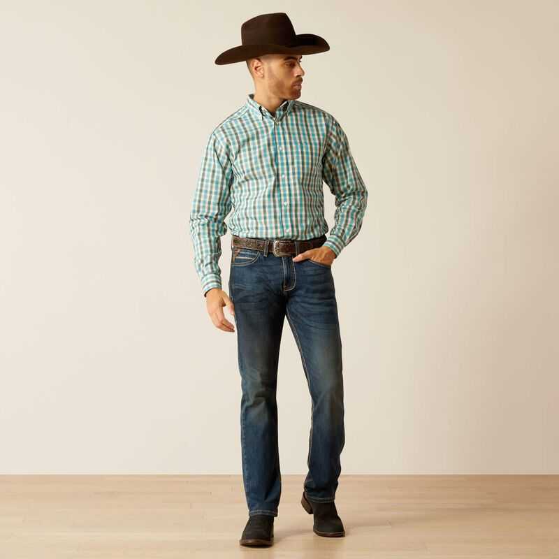 Ariat Wrinkle Free Gordie Fitted Shirt Turquoise | 825IJQPKV