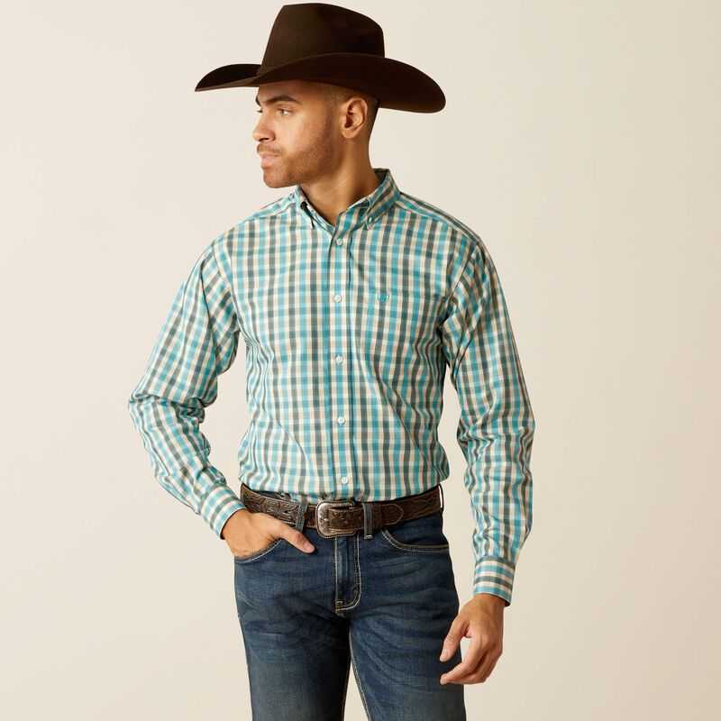 Ariat Wrinkle Free Gordie Fitted Shirt Turquoise | 825IJQPKV