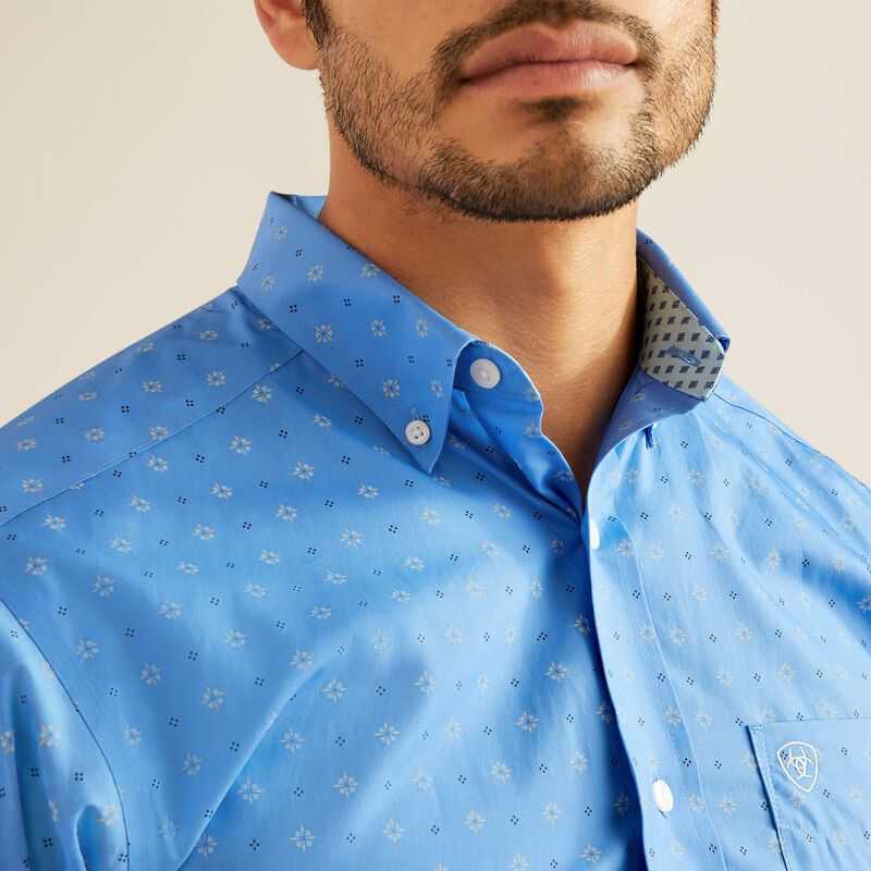 Ariat Wrinkle Free Russel Fitted Shirt Regatta | 085GNQXOD