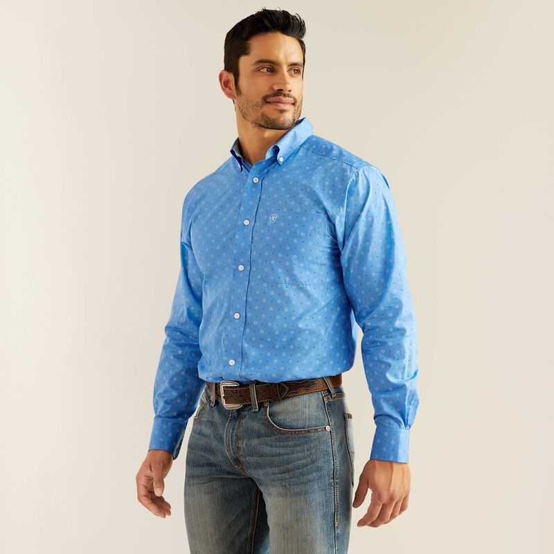 Ariat Wrinkle Free Russel Fitted Shirt Regatta | 085GNQXOD