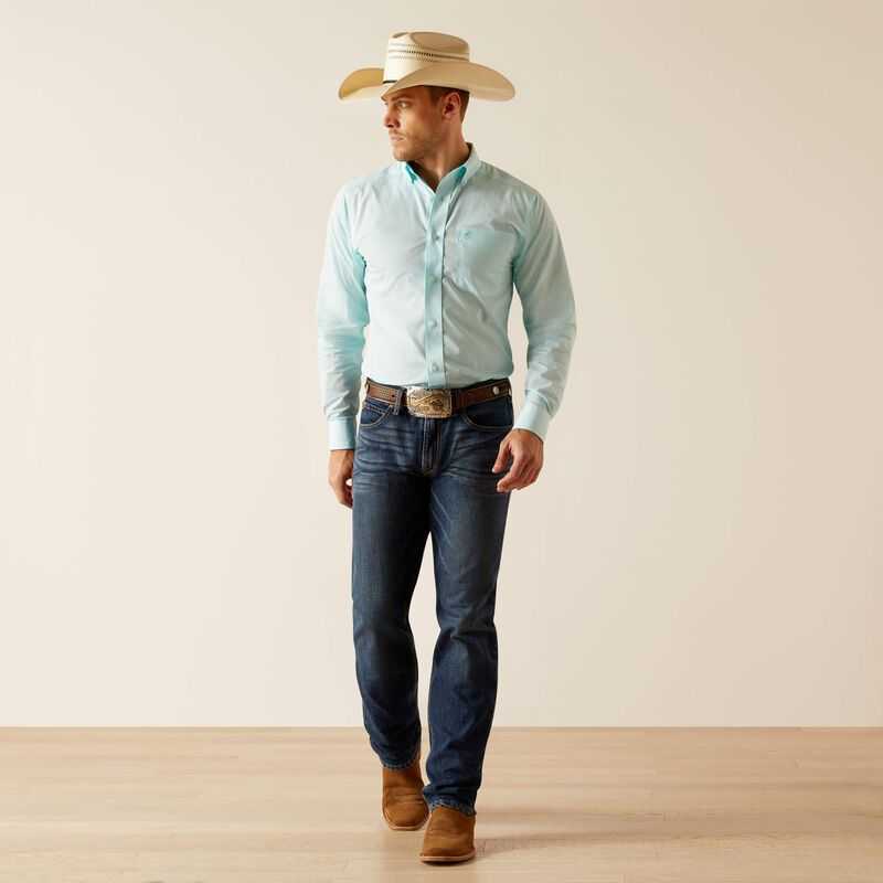 Ariat Wrinkle Free Shepard Fitted Shirt Blue | 637KHFJZL