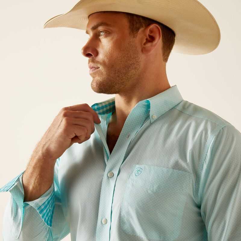 Ariat Wrinkle Free Shepard Fitted Shirt Blue | 637KHFJZL