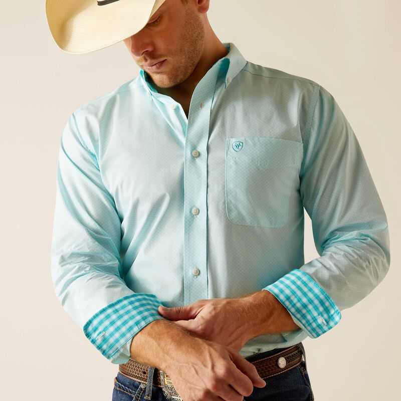 Ariat Wrinkle Free Shepard Fitted Shirt Blue | 637KHFJZL