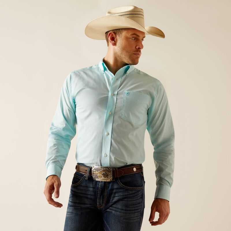 Ariat Wrinkle Free Shepard Fitted Shirt Blue | 637KHFJZL