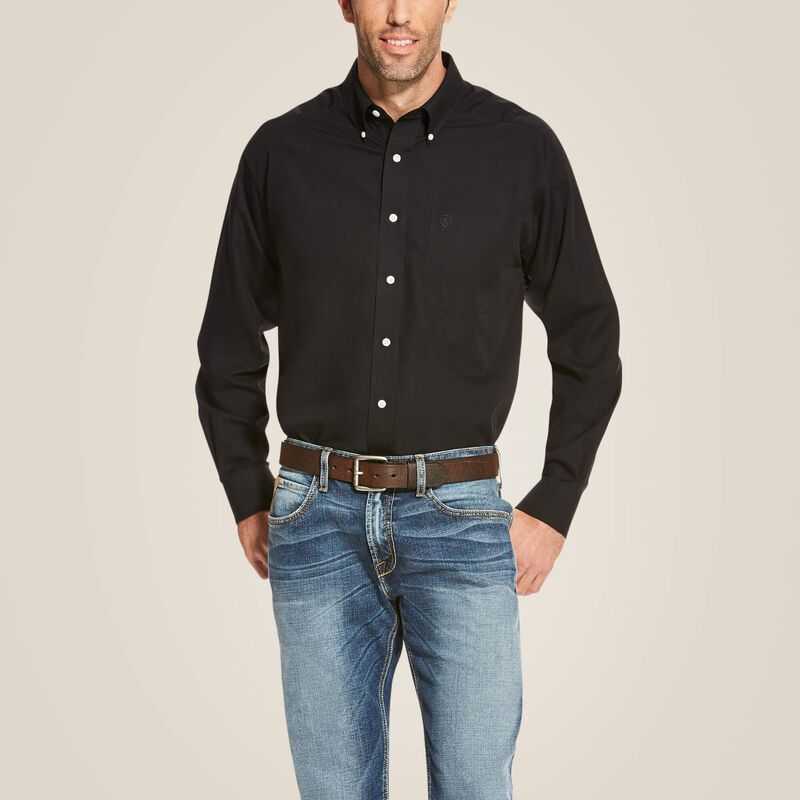 Ariat Wrinkle Free Solid Shirt Black | 416VCAWMB